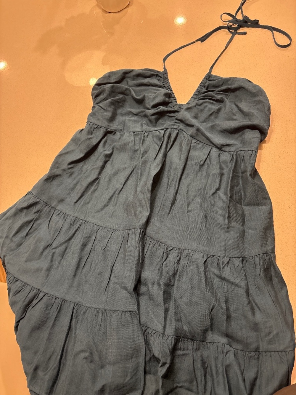 teal halter neck dress